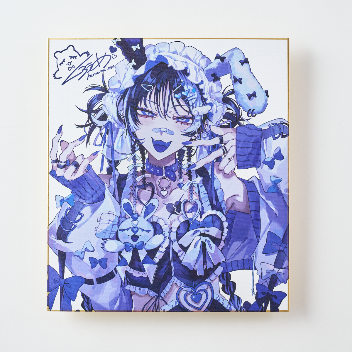 受注商品 直筆サイン入り 手形色紙&限定ブロマイド 小波 くろうめ「サイン色紙+短冊アクキー+チェキステッカー