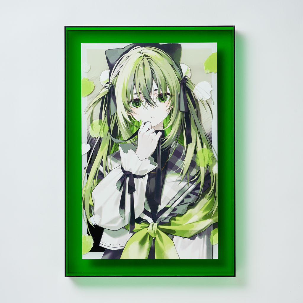 おしおしお「直筆ペインティング加工アクリルアート（緑）」, 《ワンストTOKIMEKI コレクション24''》